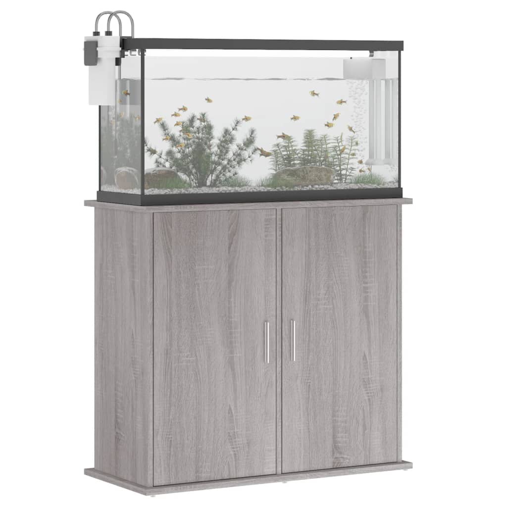 Aquarium Stand Grey Sonoma 81x36x73 cm Engineered Wood