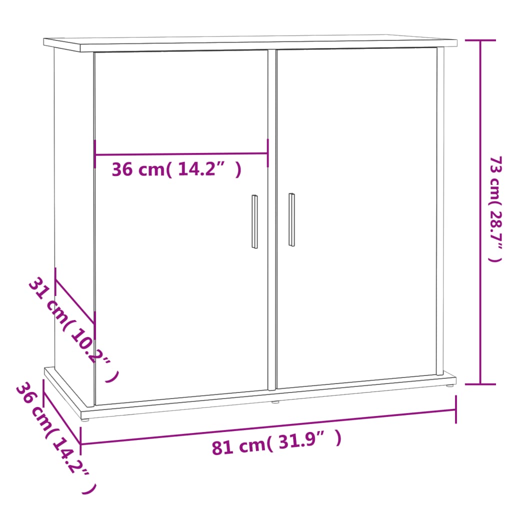 Aquarium Stand Grey Sonoma 81x36x73 cm Engineered Wood