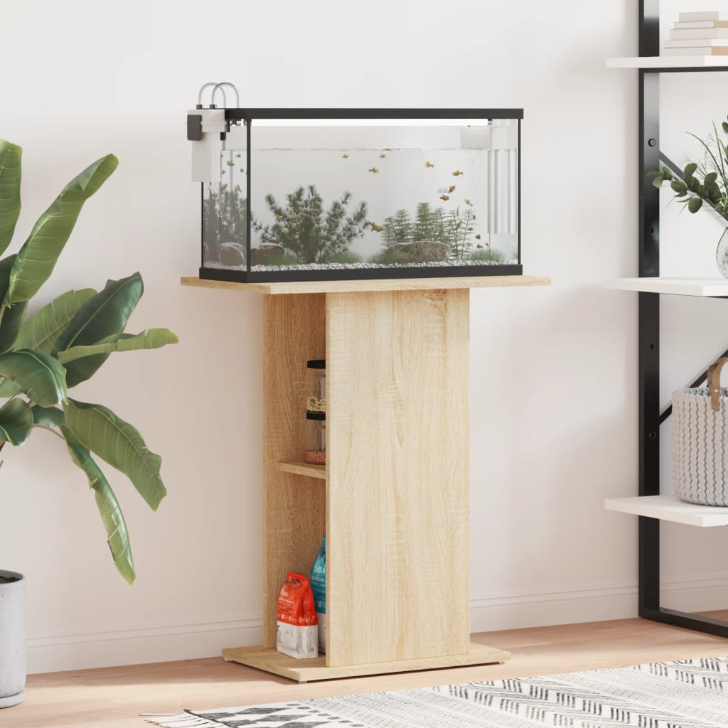 Aquarium Stand Sonoma Oak 60.5x36x72.5 cm Engineered Wood