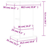 Aquarium Stand Grey Sonoma 60.5x36x72.5 cm Engineered Wood