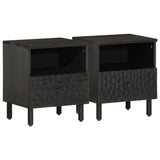 Bedside Cabinets 2 pcs Black 40x33x46 cm Solid Wood Mango