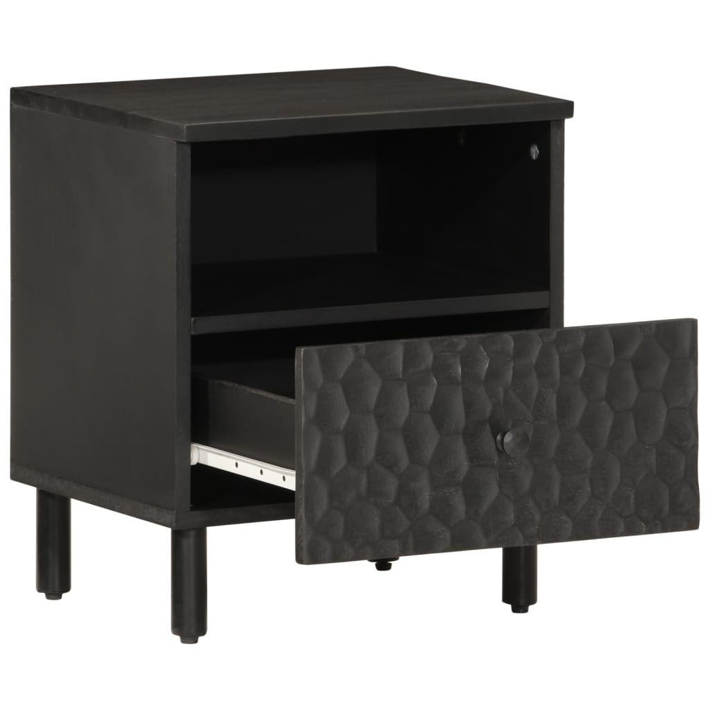 Bedside Cabinets 2 pcs Black 40x33x46 cm Solid Wood Mango