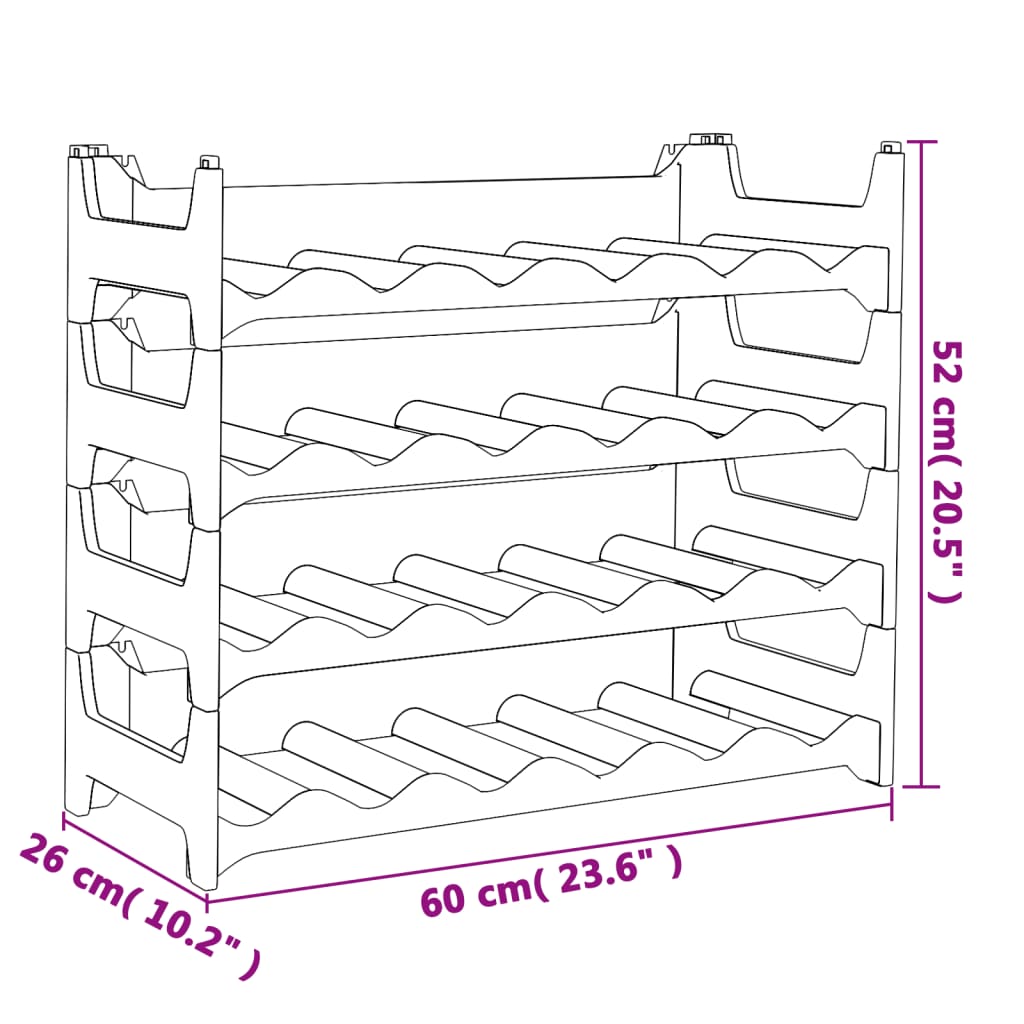 Wine Rack for 24 Bottles PP Stackable