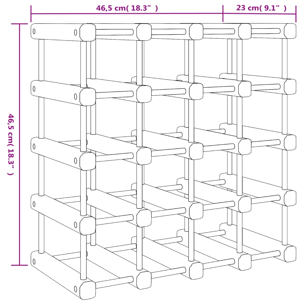 Wine Rack for 20 Bottles 46.5x23x46.5 cm Solid Wood Pine