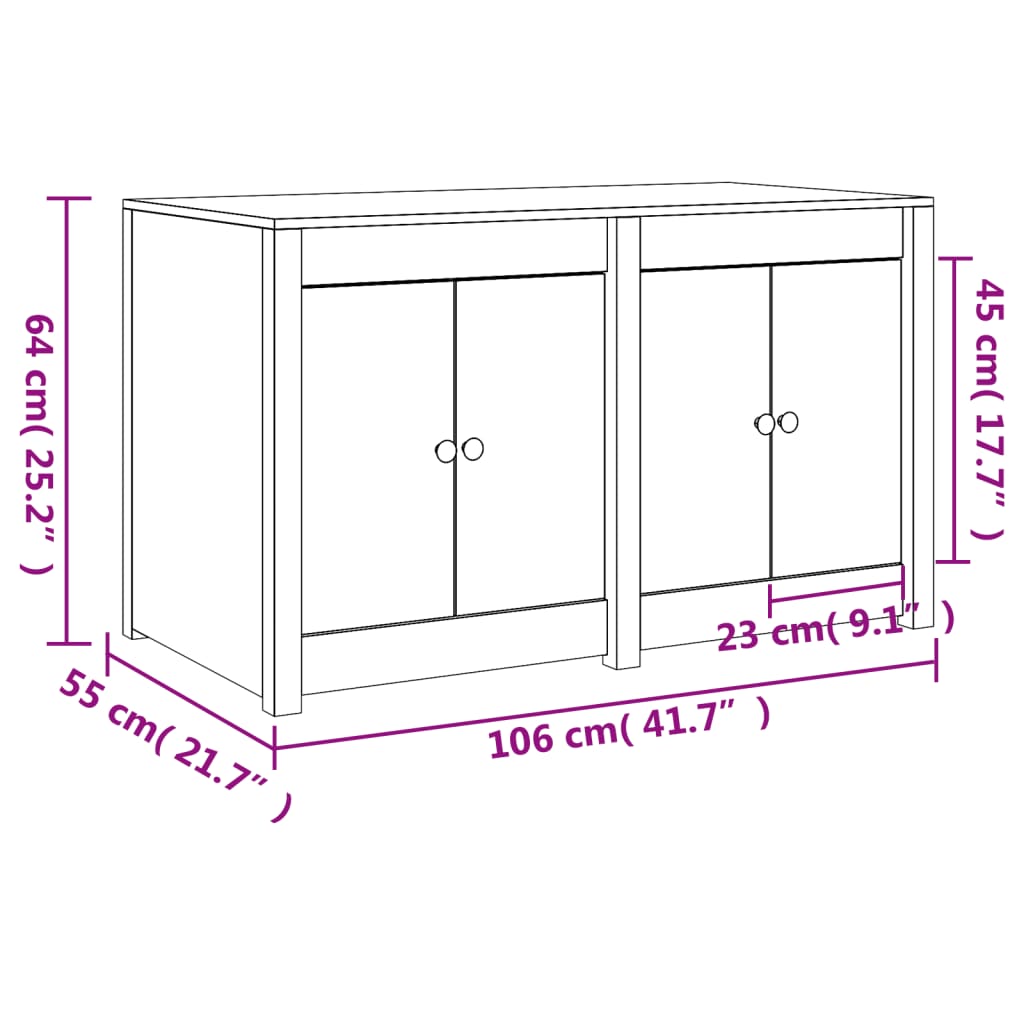 Outdoor Kitchen Cabinet Black 106x55x64 cm Solid Wood Pine