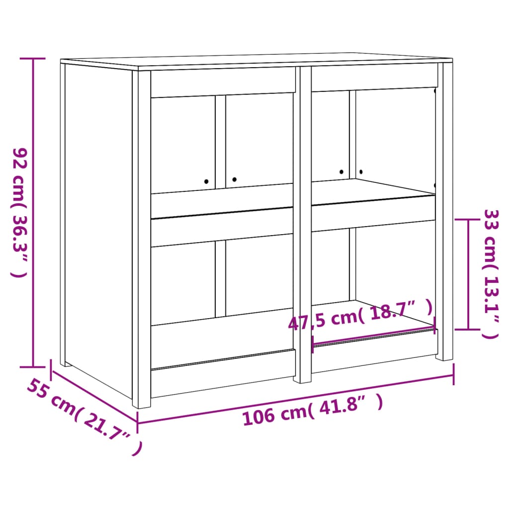 Outdoor Kitchen Cabinet White 106x55x92 cm Solid Wood Pine