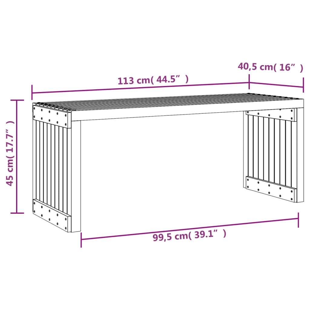 Garden Bench Extendable 212.5x40.5x45 cm Solid Wood Pine