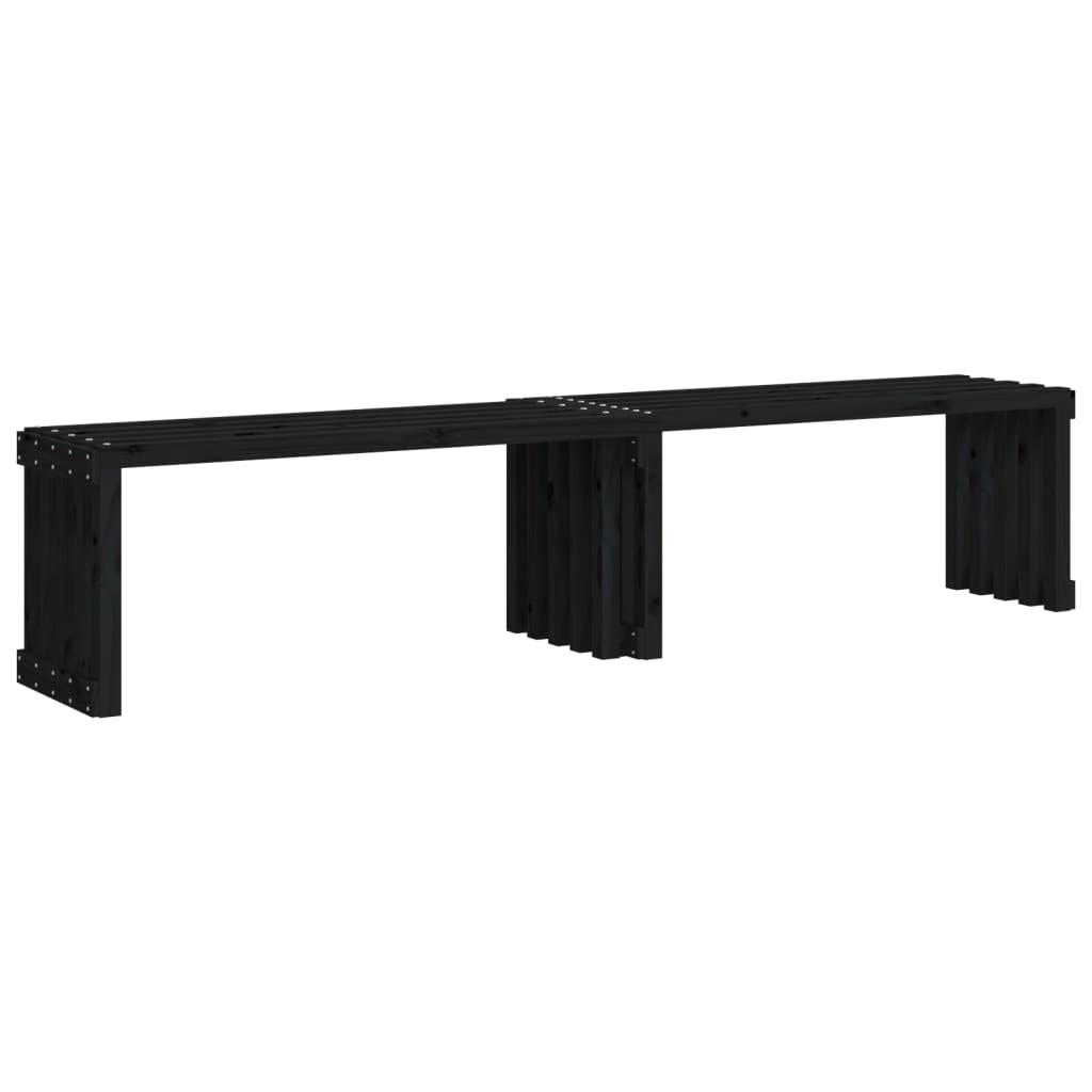 Garden Bench Extendable Black 212.5x40.5x45 cm Solid Wood Pine