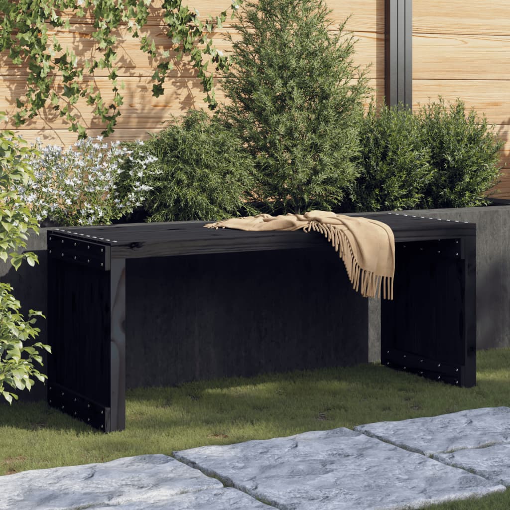 Garden Bench Extendable Black 212.5x40.5x45 cm Solid Wood Pine