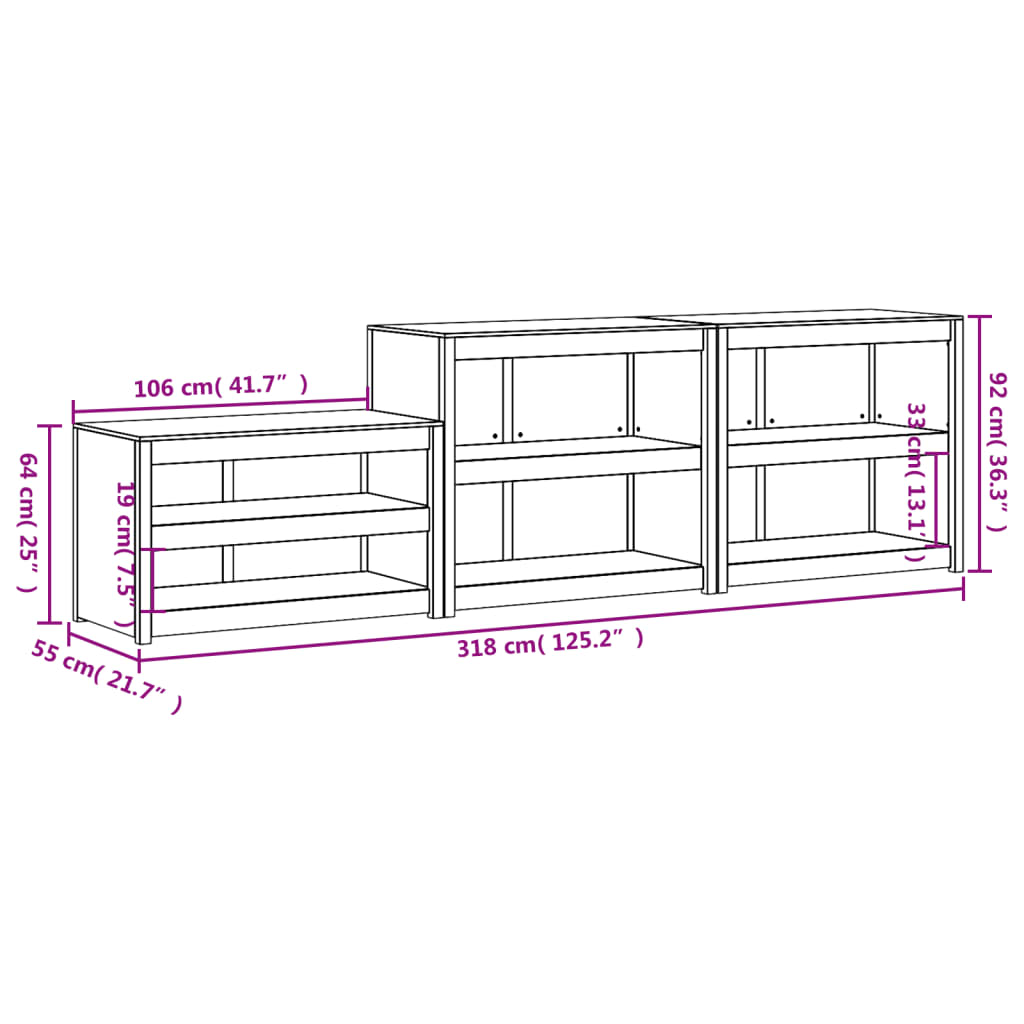 Outdoor Kitchen Cabinets 3 pcs Solid Wood Douglas