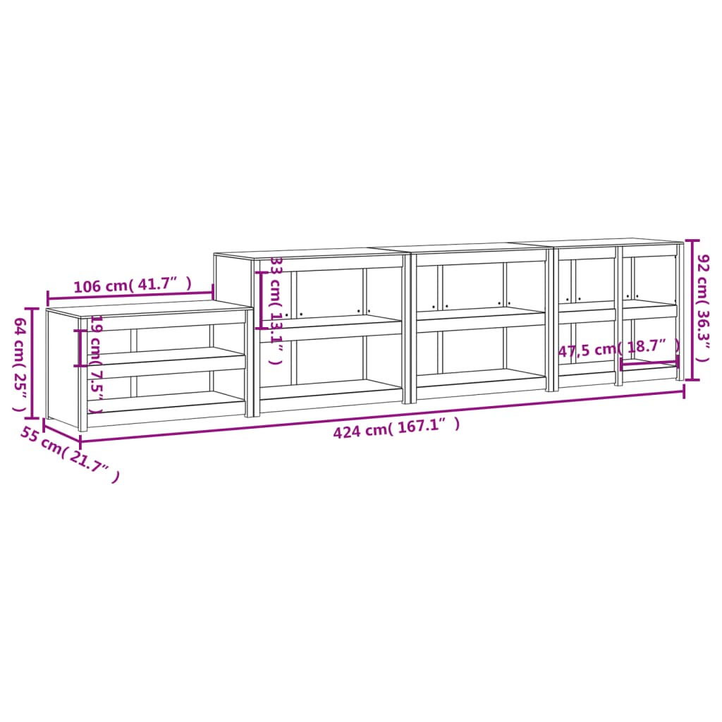 Outdoor Kitchen Cabinets 4 pcs Solid Wood Pine