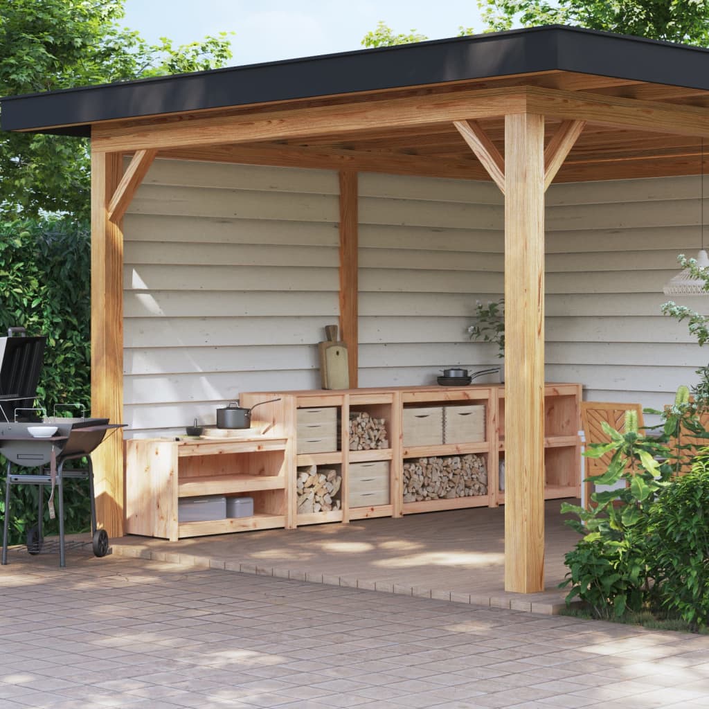 Outdoor Kitchen Cabinets 4 pcs Solid Wood Pine