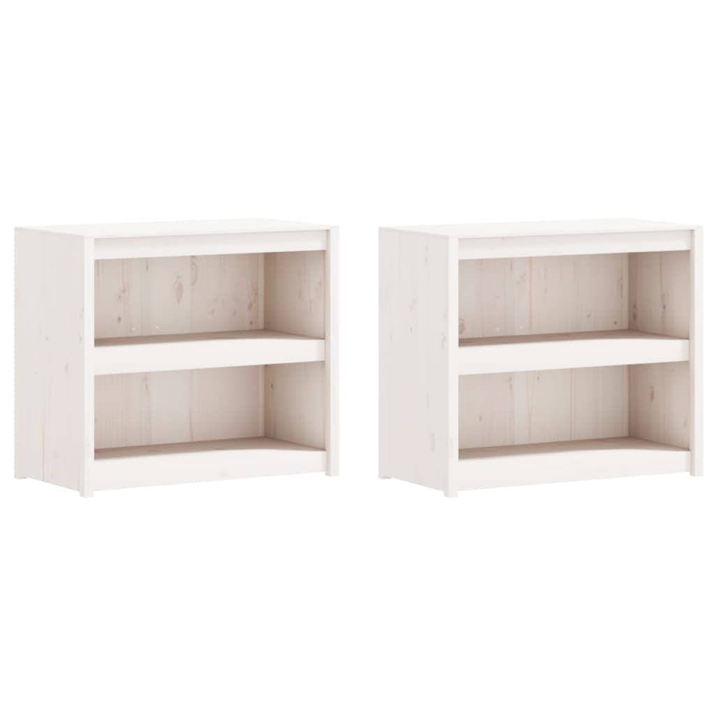 Outdoor Kitchen Cabinets 2 pcs White Solid Wood Pine