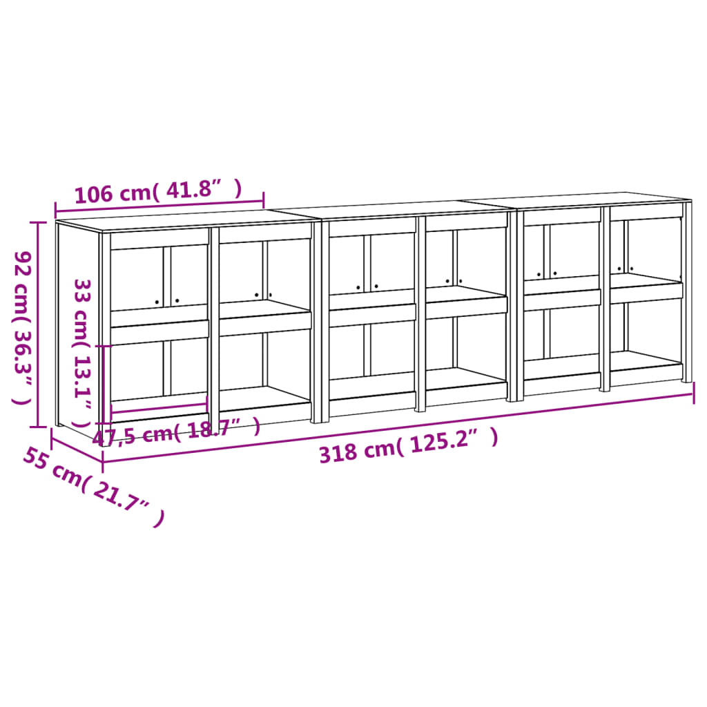 Outdoor Kitchen Cabinets 3 pcs White Solid Wood Pine