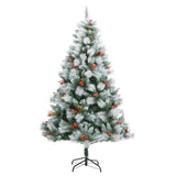 Artificial Hinged Christmas Tree with Cones and Berries 180 cm