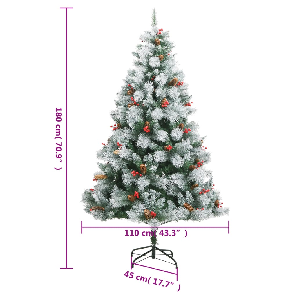 Artificial Hinged Christmas Tree with Cones and Berries 180 cm