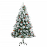 Artificial Hinged Christmas Tree with Cones and Berries 210 cm