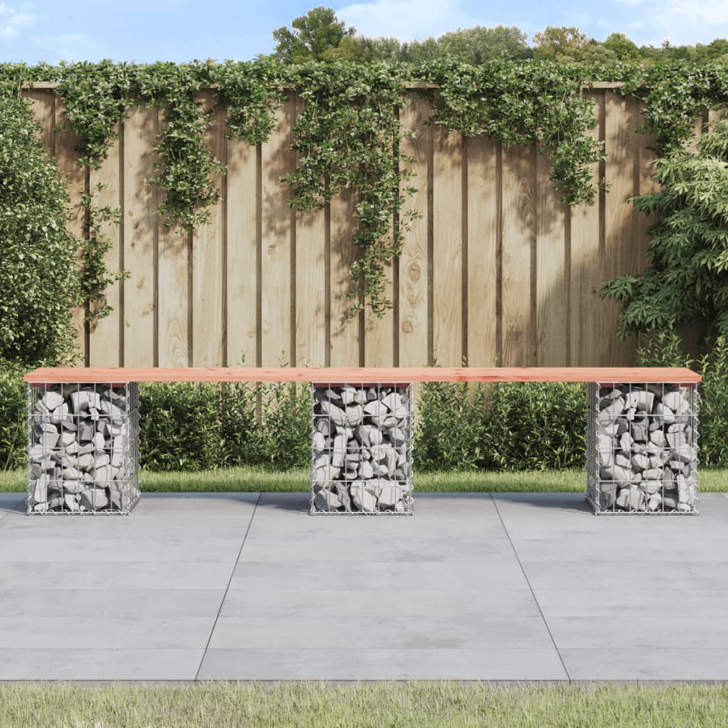 Garden Bench Gabion Design 203x31x42 cm Solid Wood Douglas