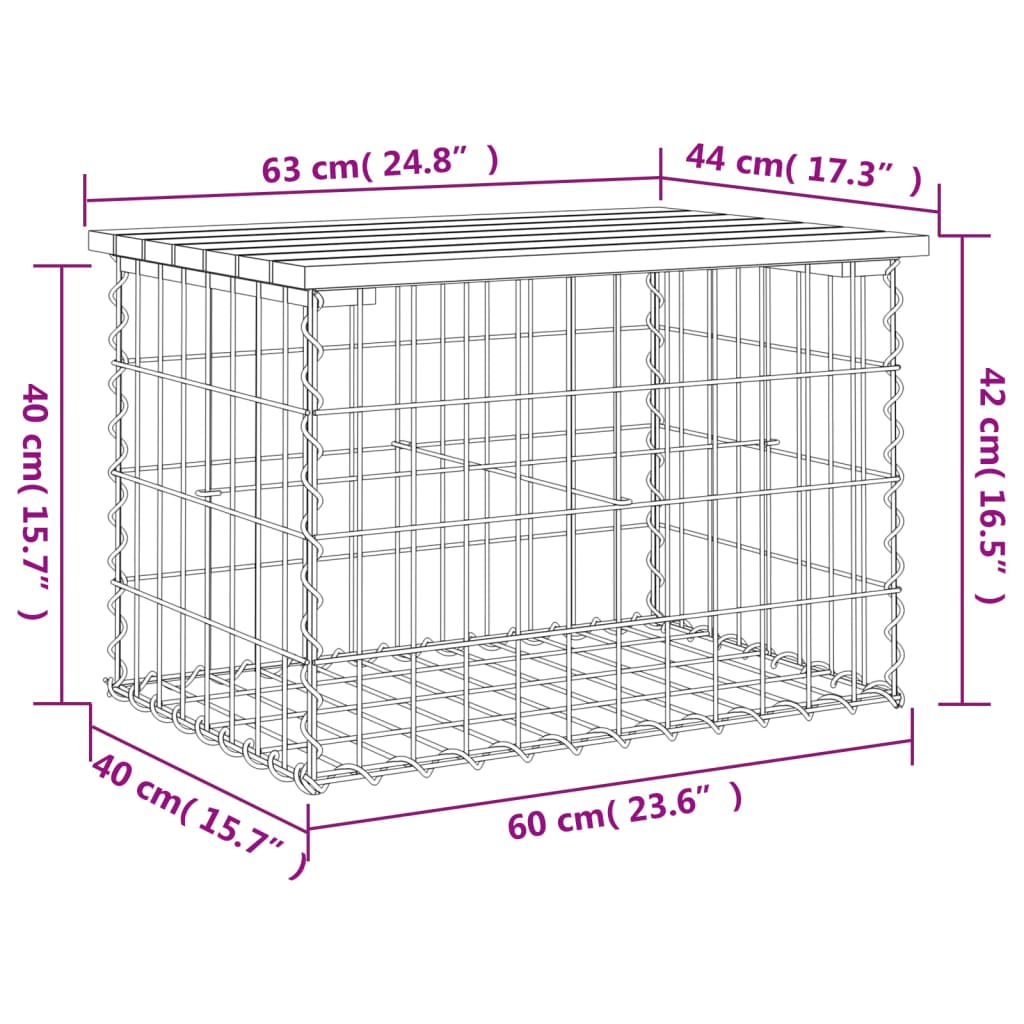 Garden Bench Gabion Design 63x44x42 cm Solid Wood Pine