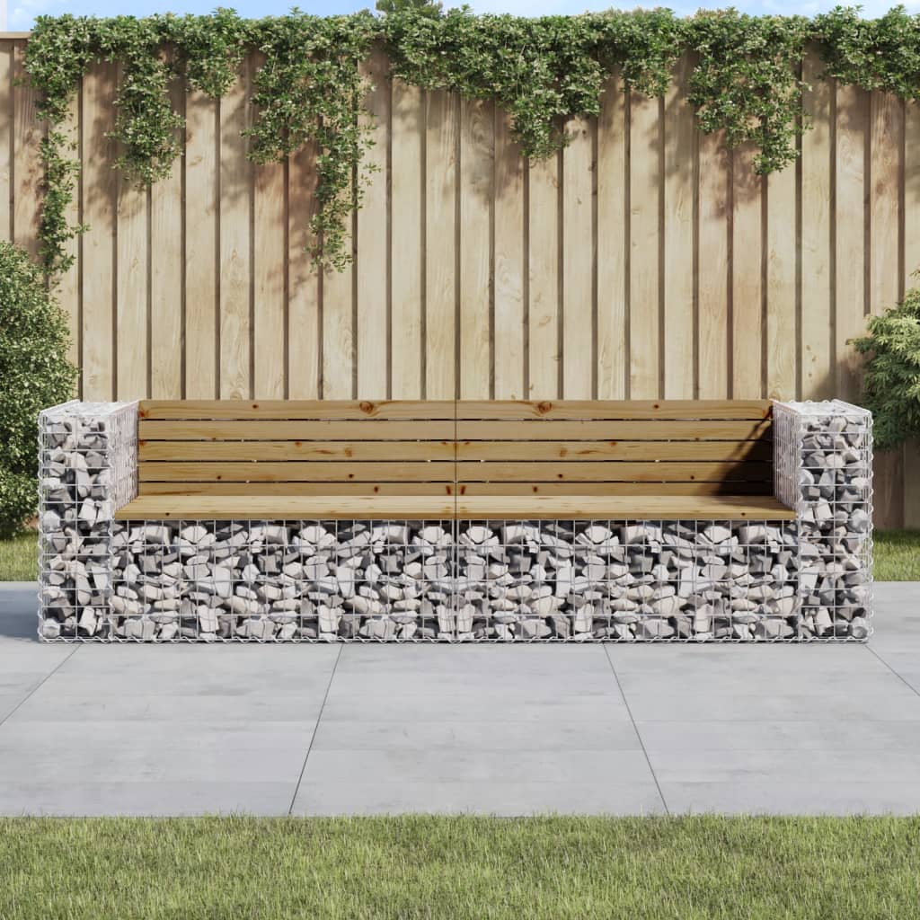 Garden Bench Gabion Design 244x71x65.5 cm Impregnated Wood Pine