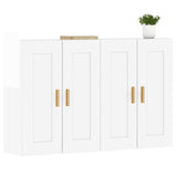 Wall Mounted Cabinets 2 pcs High Gloss White Engineered Wood