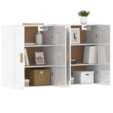 Wall Mounted Cabinets 2 pcs High Gloss White Engineered Wood