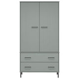 Wardrobe with Metal Legs Grey 90x55x172.5 cm Solid Wood OSLO