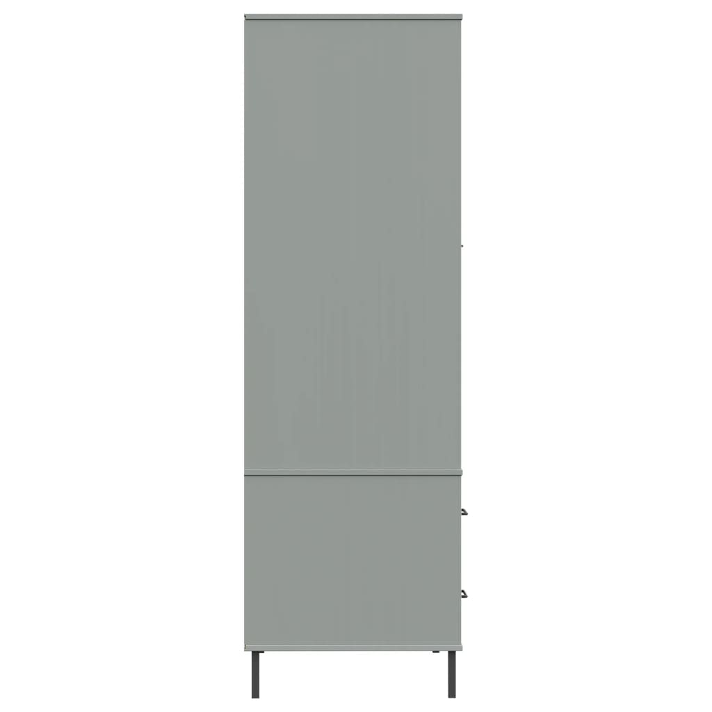 Wardrobe with Metal Legs Grey 90x55x172.5 cm Solid Wood OSLO