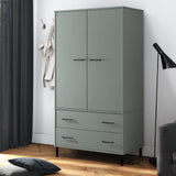 Wardrobe with Metal Legs Grey 90x55x172.5 cm Solid Wood OSLO