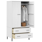 Wardrobe with Metal Legs White 90x55x172.5 cm Solid Wood OSLO