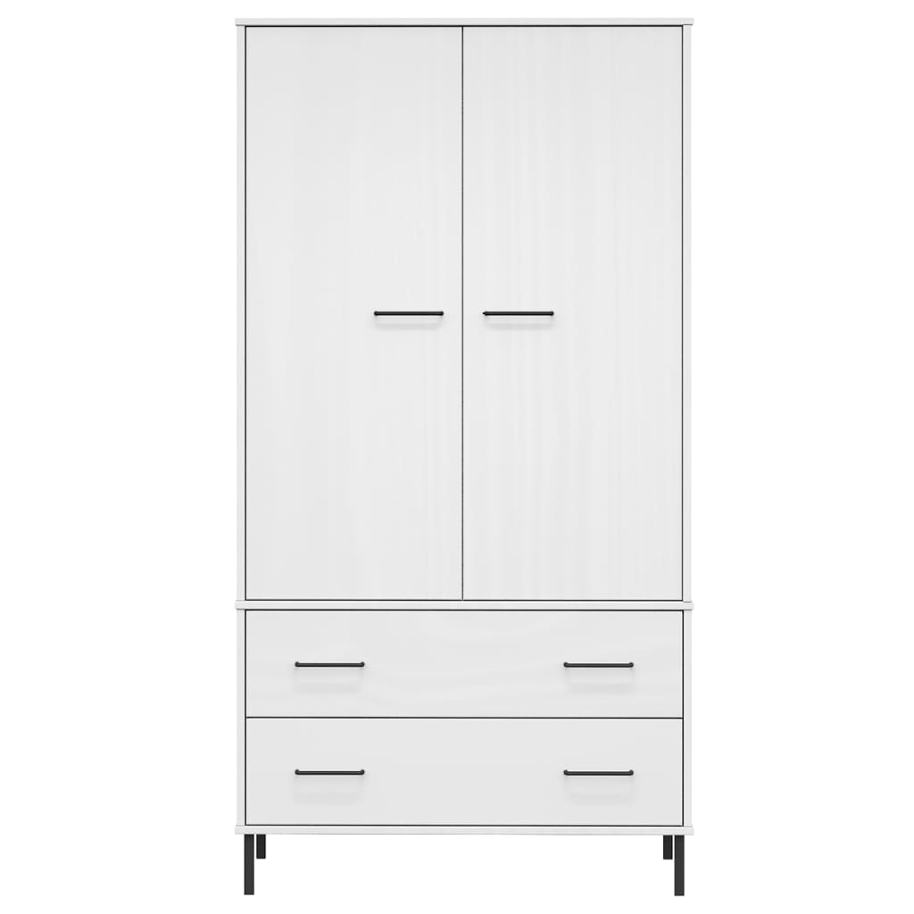 Wardrobe with Metal Legs White 90x55x172.5 cm Solid Wood OSLO