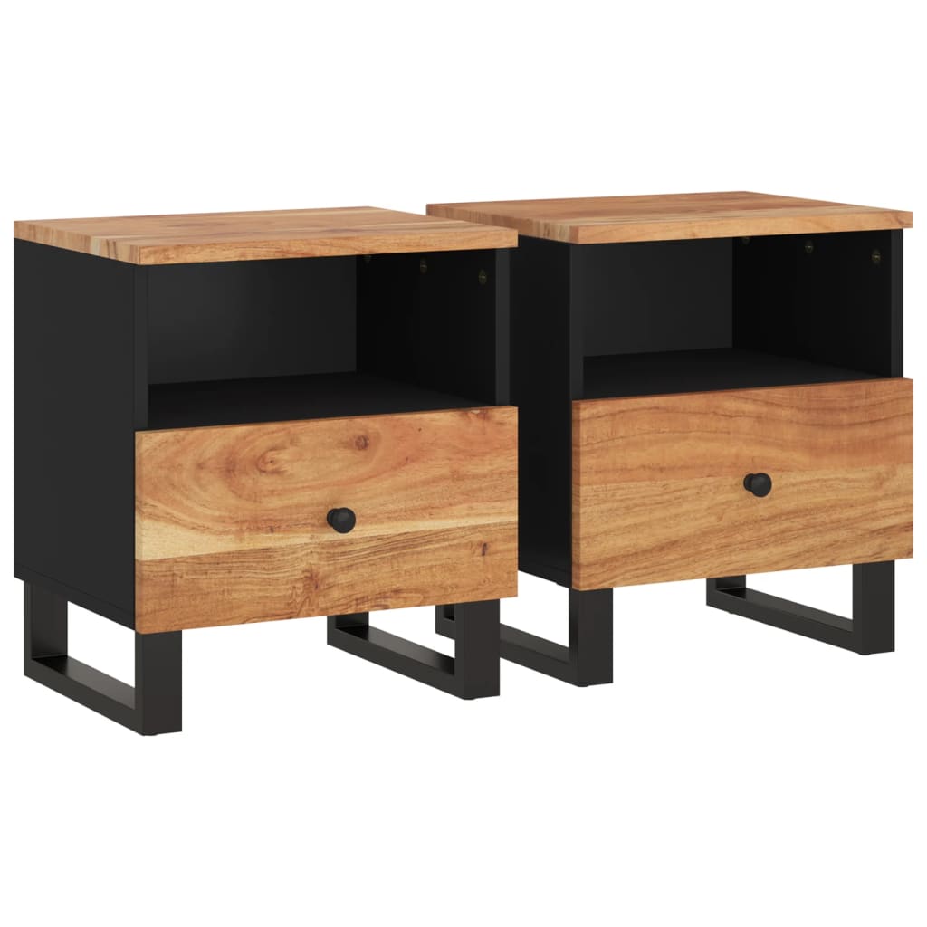 Bedside Cabinets 2 pcs Solid Wood Acacia&Engineered Wood