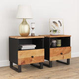 Bedside Cabinets 2 pcs Solid Wood Acacia&Engineered Wood