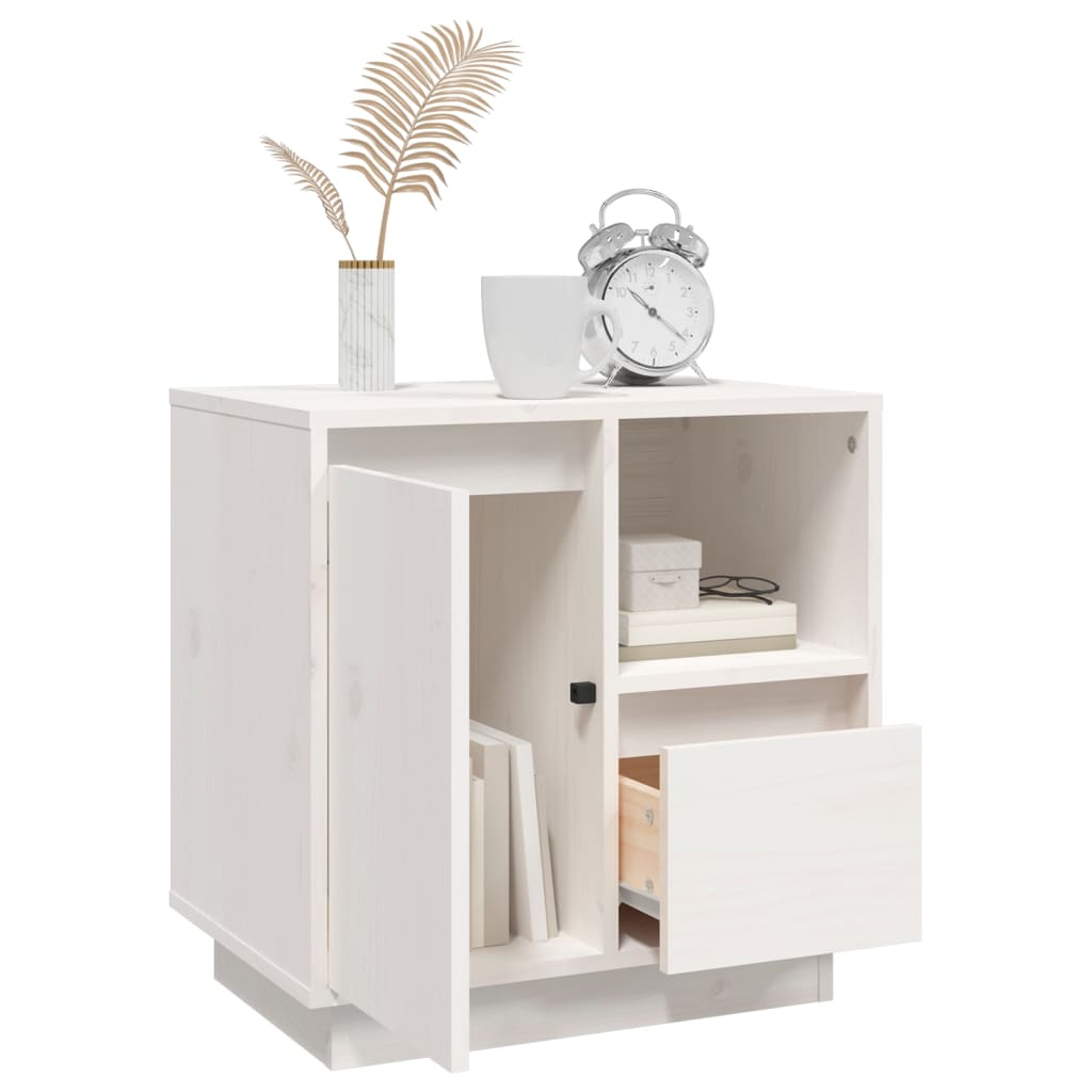 Bedside Cabinet White 50x34x50 cm Solid Wood Pine