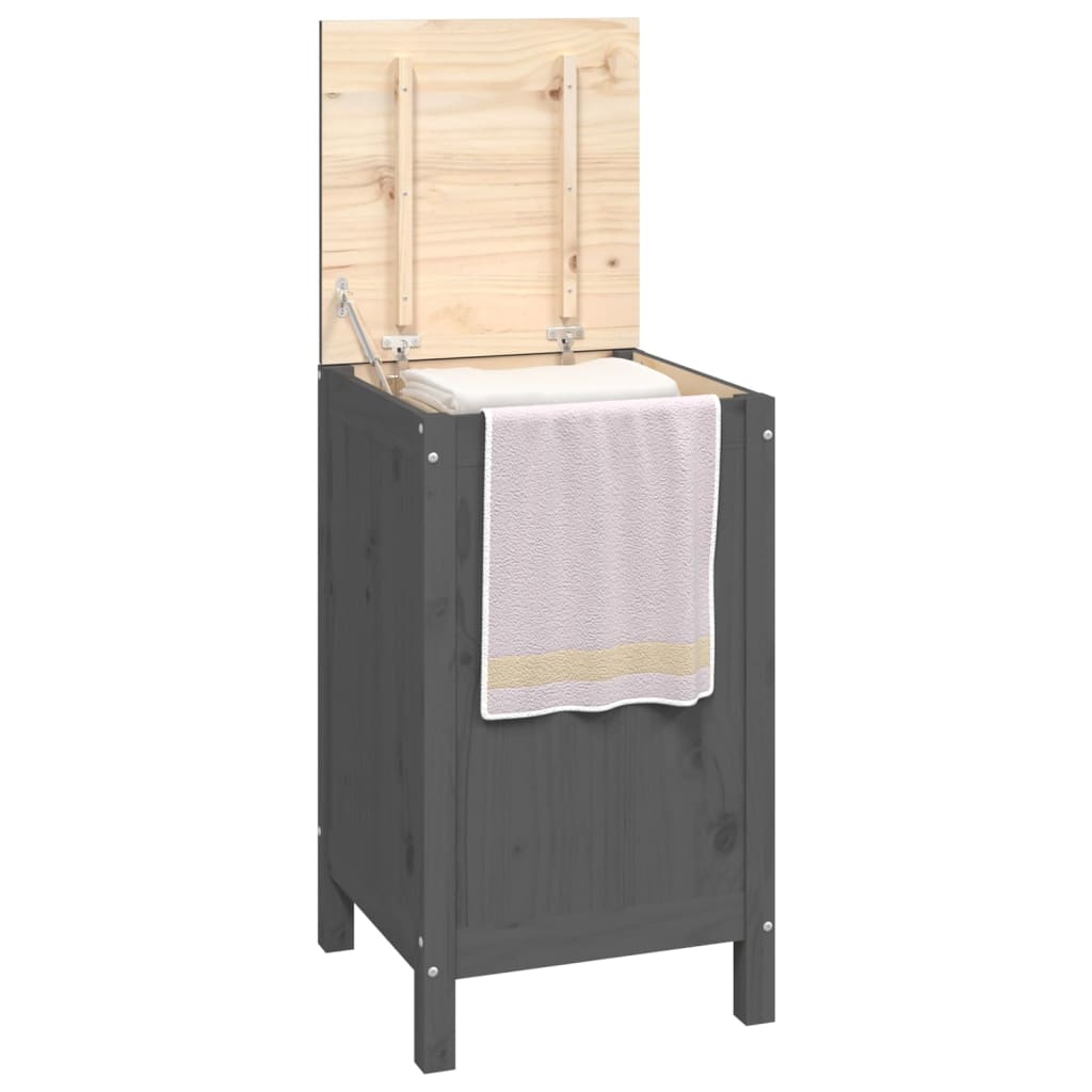 Laundry Box Grey 44x44x76 cm Solid Wood Pine