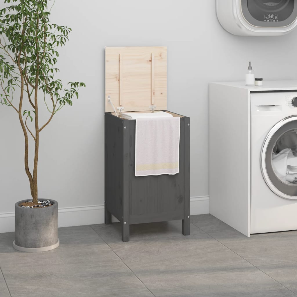 Laundry Box Grey 44x44x76 cm Solid Wood Pine