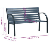 Garden Bench Grey 112 cm Solid Wood Fir