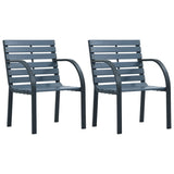 Garden Chairs 2 pcs Grey Solid Wood Fir and Powder-coated Steel