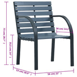 Garden Chairs 2 pcs Grey Solid Wood Fir and Powder-coated Steel