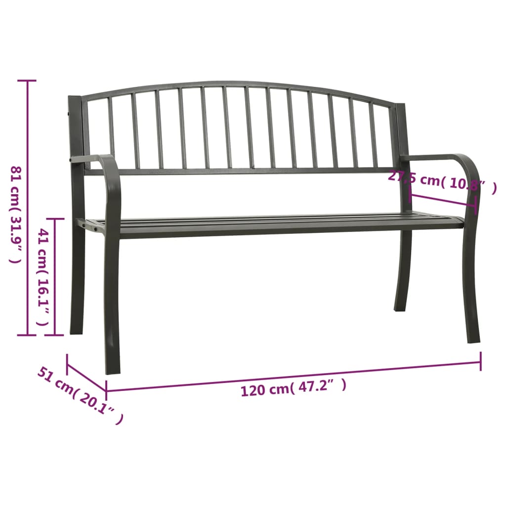 Garden Bench Grey 120 cm Steel