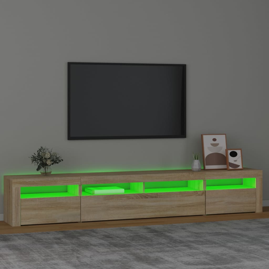 TV Cabinet with LED Lights Sonoma Oak 240x35x40 cm