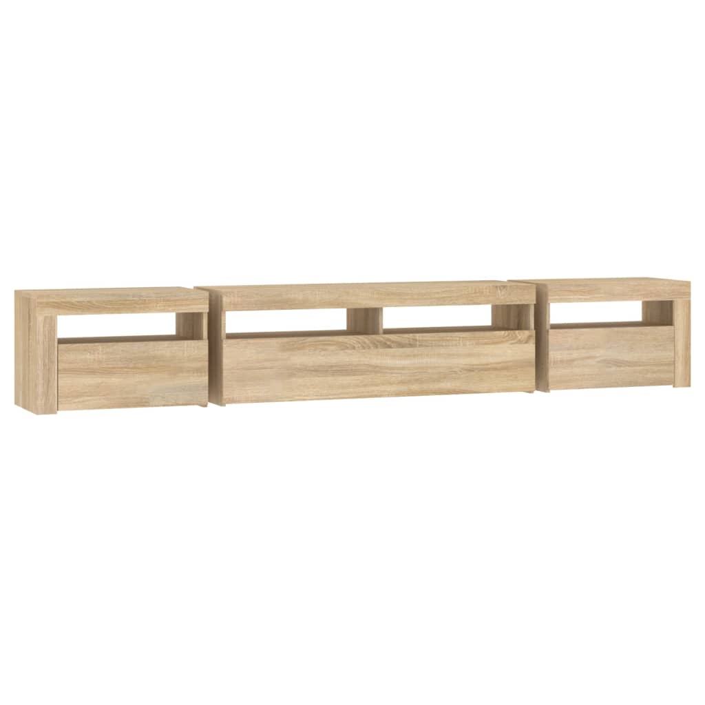 TV Cabinet with LED Lights Sonoma Oak 240x35x40 cm