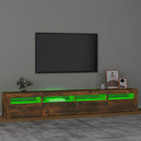 TV Cabinet with LED Lights Smoked Oak 240x35x40 cm