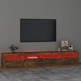 TV Cabinet with LED Lights Smoked Oak 240x35x40 cm