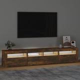 TV Cabinet with LED Lights Smoked Oak 210x35x40 cm