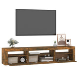 TV Cabinet with LED Lights Smoked Oak 195x35x40 cm