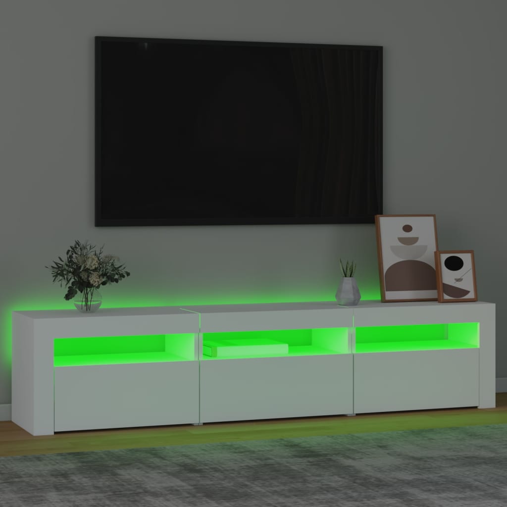 TV Cabinet with LED Lights White 180x35x40 cm