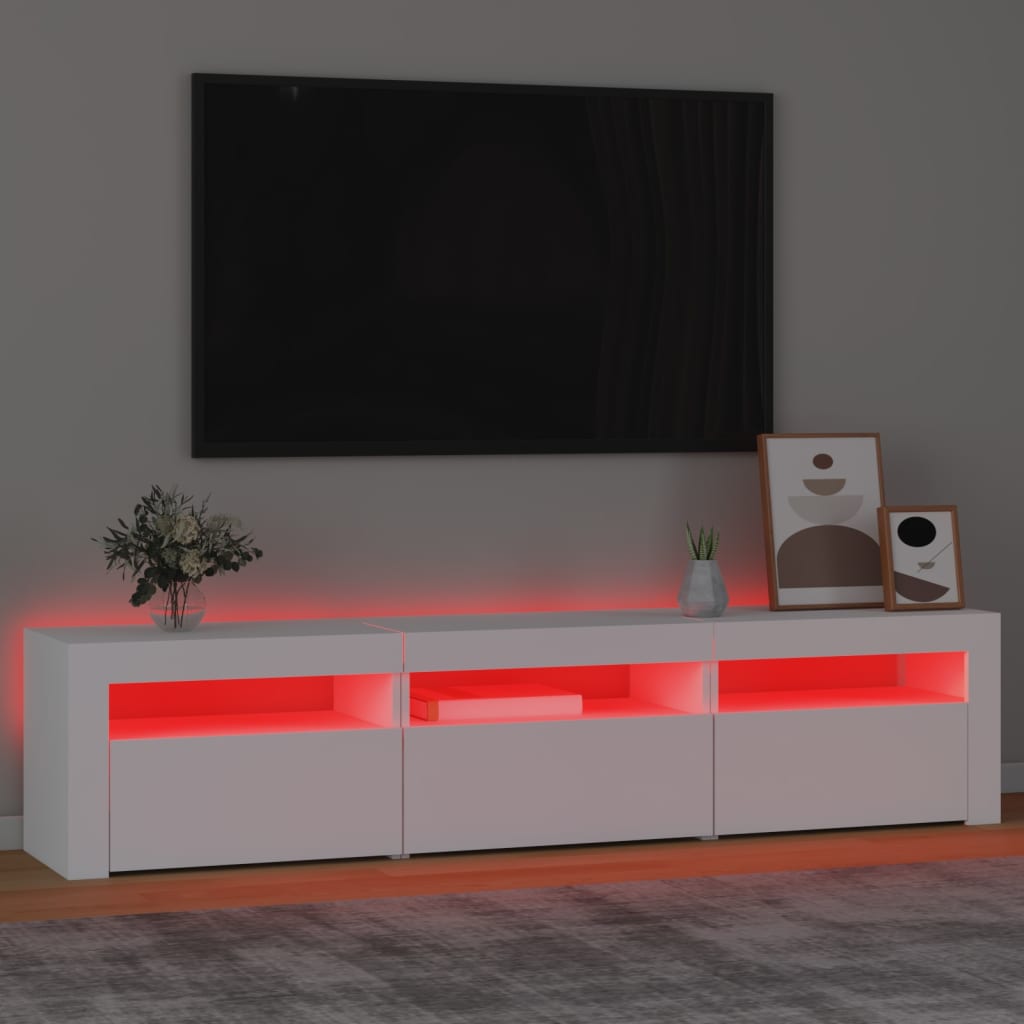 TV Cabinet with LED Lights White 180x35x40 cm