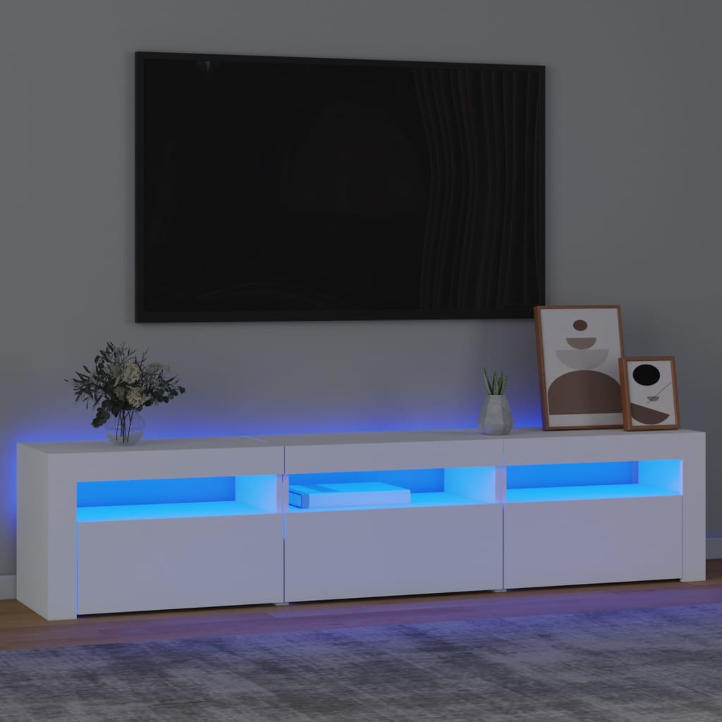 TV Cabinet with LED Lights White 180x35x40 cm