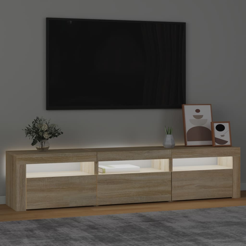 TV Cabinet with LED Lights Sonoma Oak 180x35x40 cm